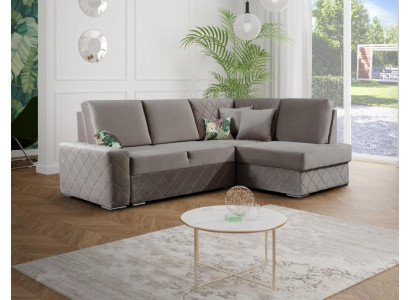 Schlafsofa Samt Bettfunktion Sitz Leder Lounge Wohnlandschaft Ecksofa L-form Neu