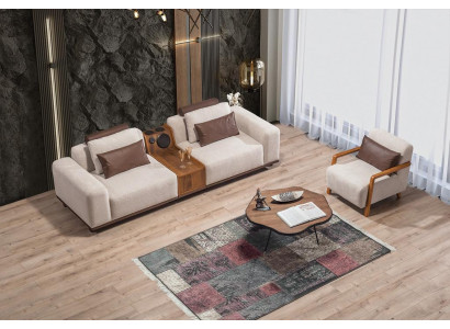 Beiges Exklusives 2-Sitzer Sofa Wohnzimmer Couchen Moderner Zweisitzer