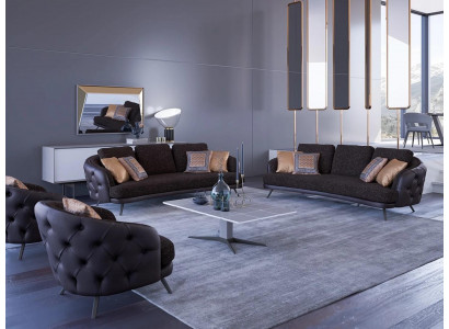 Komplett Polstermöbel Modern Chesterfield Wohnzimmer Dreisitzer Sofas