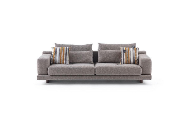  3-Sitzer Modern Stil Designer Wohnzimmer Stoffsofa mit Kissen Rückenkissen