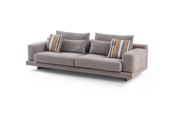  3-Sitzer Modern Stil Designer Wohnzimmer Stoffsofa mit Kissen Rückenkissen