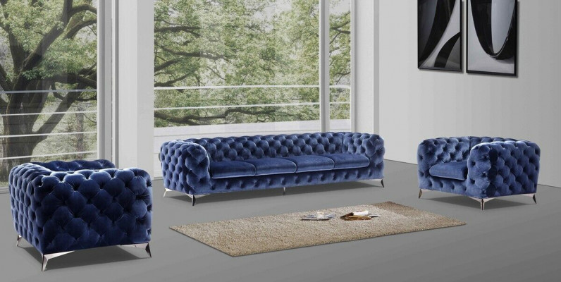 Sofa Chesterfield Couch Polster XXL Big Garnitur Textil 4+1+1 designer