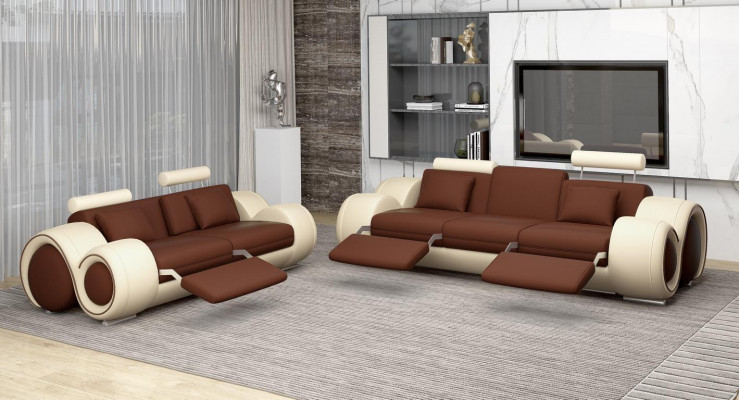 Design Wohnzimmer Polster Set Sofagarnitur Leder Couch Sitz Garnituren