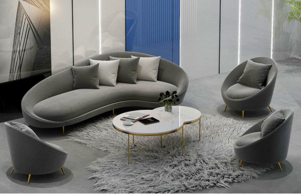 Ecksofa + Sessel Wohnlandschaft Relax Sitz Design Couch Lounge Sofas Textil Samt