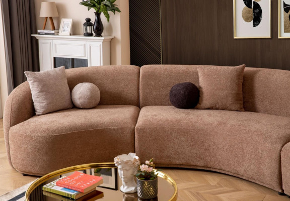 Designer Rund sofa braun Eckgarnitur Modern Möbel Wohnzimmer Luxus Couchen