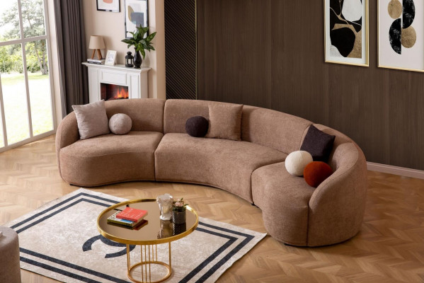 Designer Rund sofa braun Eckgarnitur Modern Möbel Wohnzimmer Luxus Couchen