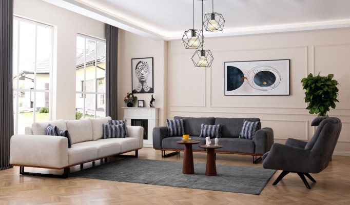 Design Sofagarnitur Wohnzimmer Set Moderne Garnituren 4+3+1 Sitz 3tlg.