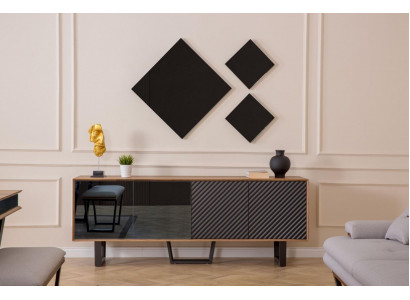 Designer Esszimmer Set 4tlg Sideboard mit 3x Spiegel Modern Stil neu