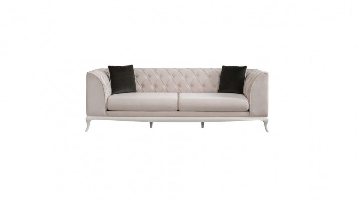 Wohnzimmer Stoffsofa Dreisitzer Chesterfield Couch Sofa 3 Sitzer Beige Stoff