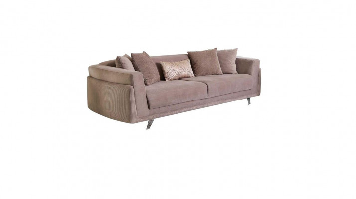 Dreisitzer Couch mit Bettfunktion Sofa 3 Sitzer Beige Stoff Stoffsofa