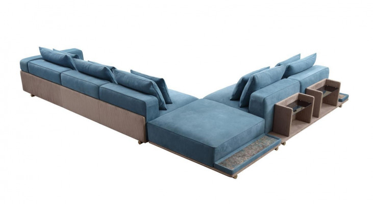 Blau Ecksofa L-Form Couch Wohnzimmer Luxus Stoffmöbel Luxus Design Neu