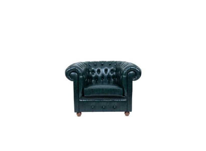 Chesterfield Dunkelgrüner Sessel Lounge Wohnzimmer Fernseh Einsitzer