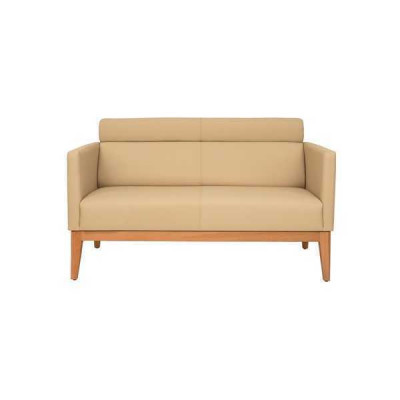 Beiges Büro Sofa Designer 2-Sitzer Polstercouch Kunstleder Luxus Couchen