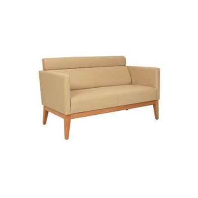 Beiges Büro Sofa Designer 2-Sitzer Polstercouch Kunstleder Luxus Couchen