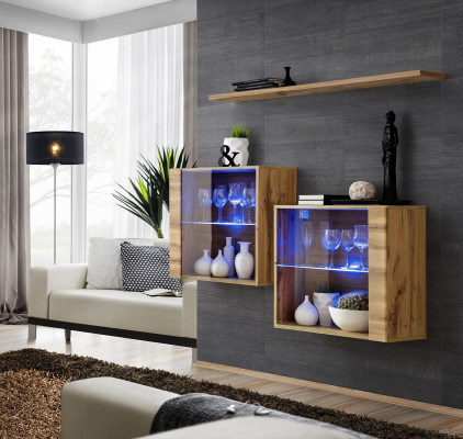 Wohnzimmer Schränke Vitrine Wand Regal Luxus Wohn Zimmer Braun Set 3tlg.