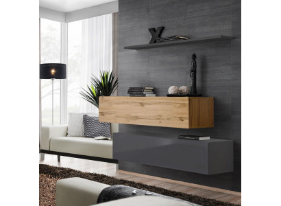 Wohnzimmer Wohnwand Set 3tlg Gruppe Garnitur Schrank Holz Möbel Wand Regal