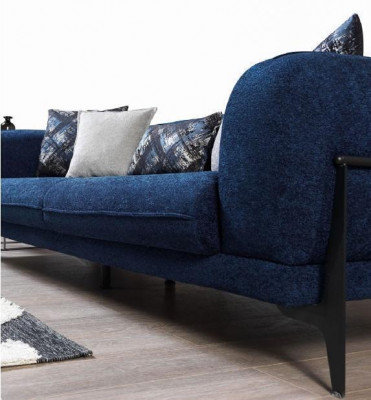 Blauer Dreisitzer Luxus Couch Moderne Sofas Wohnzimmermöbel Edelstahl