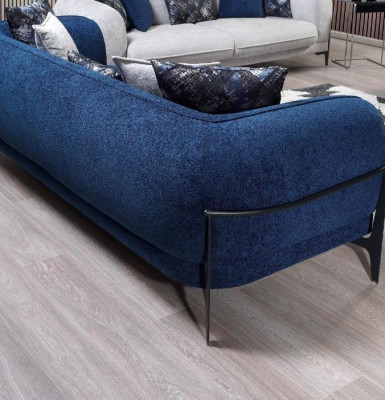 Blauer Dreisitzer Luxus Couch Moderne Sofas Wohnzimmermöbel Edelstahl