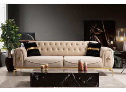 Modernes Chesterfield Sofa Dreisitzer Stoffmöbel Edelstahlmöbel Couch