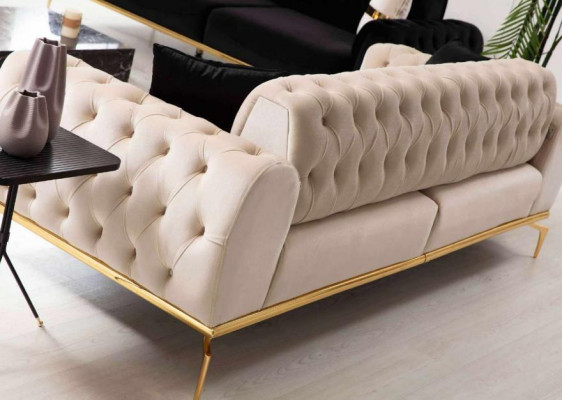 Modernes Chesterfield Sofa Dreisitzer Stoffmöbel Edelstahlmöbel Couch