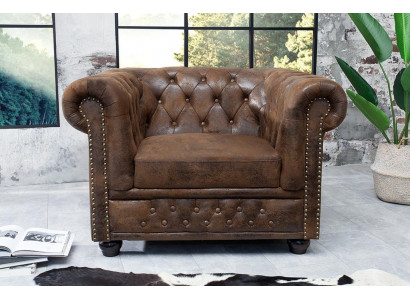 Chesterfield Sessel Fernseh Couch 1 Sitzer Sofa Textil Stoff Couchen Polster