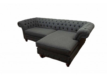 Chesterfield Ecksofa L-Form Stoff Design Couch Sitz Sofa Textil Eck Neu