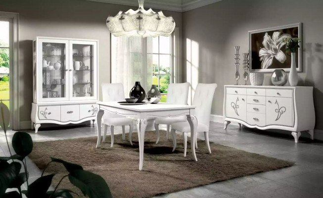 Esszimmer Set Esstisch 4 x Stühle Essgruppe Essgarnitur Sideboard 7tlg