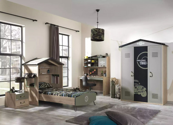 Design Bettrahmen Bett Holz Grün Jungen Kindermöbel Kinderbett Modern