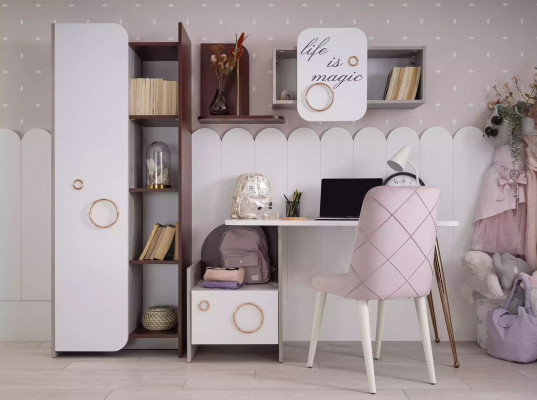 Designer Kinderzimmer Möbel Schreibtisch 2x Bücherregale Holzmöbel 3tlg