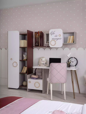 Designer Kinderzimmer Möbel Schreibtisch 2x Bücherregale Holzmöbel 3tlg