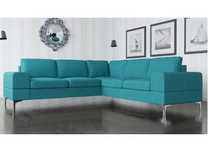 Couch Ecksofa Textil Wohnzimmer Design Modern L-Form Türkis Möbel Luxus Sofas