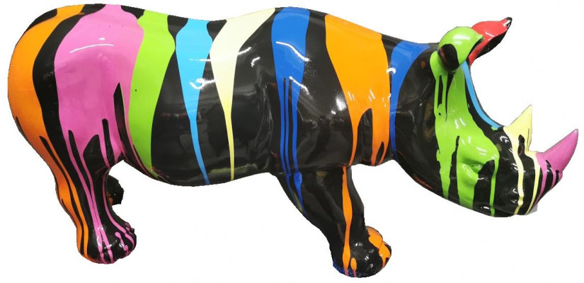 Bemalte Nashorn Abstrakt Skulpturen Bunte Figur Statuen Garten Handarbeit Kunst