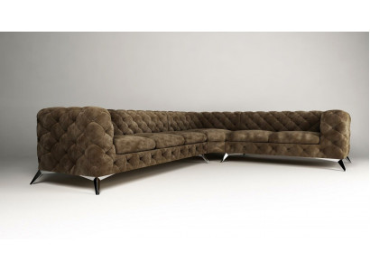 Samt Ecksofa Chesterfield Sofa Polstergarnitur Couch Wohnlandschaft