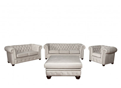 Chesterfield Sofagarnitur 3+1+1 Sitzer Design Couch Polster Sofa Garnitur Set