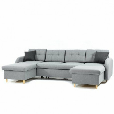 Wohnlandschaft Ecksofa Stoff U-Form Bettfunktion Couch Deko Design Polster