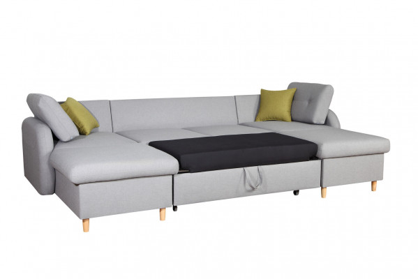 Wohnlandschaft Ecksofa Stoff U-Form Bettfunktion Couch Design Deko Polster