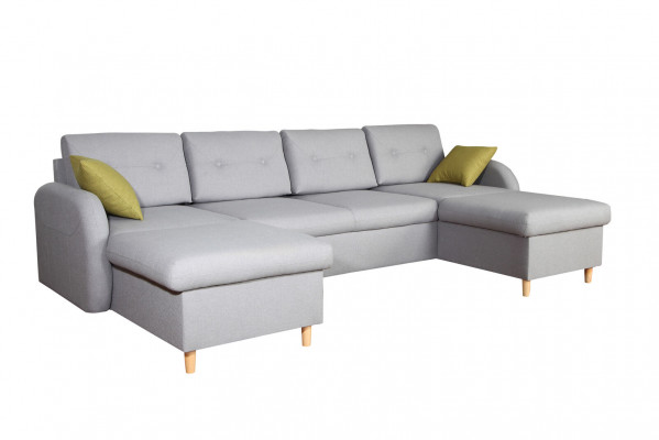 Wohnlandschaft Ecksofa Stoff U-Form Bettfunktion Couch Design Deko Polster