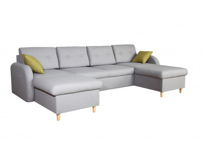 Wohnlandschaft Ecksofa Stoff U-Form Bettfunktion Couch Design Deko Polster