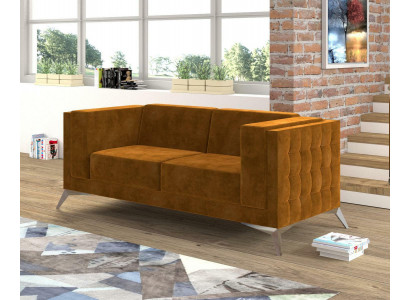 Zweisitzer 2 Sitzer Chesterfield Polster Couch Stoff Couchen Sofa Sitz Garnitur