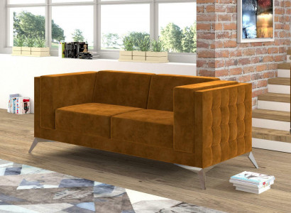 Zweisitzer 2 Sitzer Chesterfield Polster Couch Stoff Couchen Sofa Sitz Garnitur