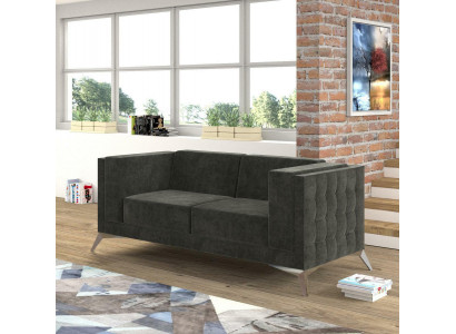 Chesterfield Couch Sofa Polster 2 Sitzer Couchen Sitz Garnitur Sofas Grau Neu