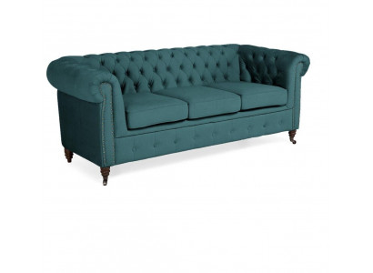 Klassische Chesterfield Möbel Dreisitzer Couch Textil Sofa Edles Design