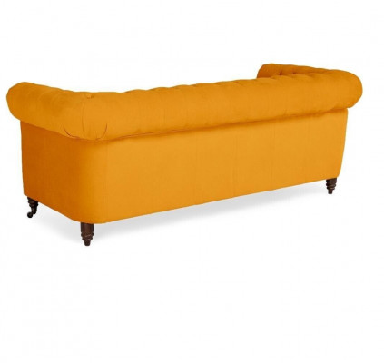 Klassische Chesterfield Möbel Dreisitzer Couch Textil Sofa Edles Design Orange