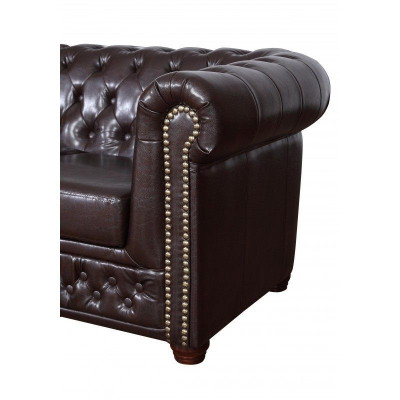 Modernes dreisitziges Kunstleder Sofa gemütlich elegant Chesterfield