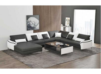  Wohnlandschaft Couchen Ledersofa Ecksofa U Form Schwarz Sofa Groß Neu