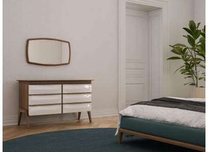 Modern Design Kommode mit Spiegel Schlafzimmer Luxus Schrank Neu Möbel