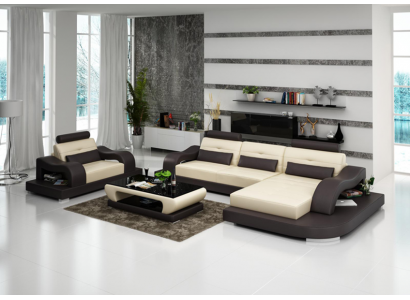 Wohnlandschaft Ecksofa L-Form Sessel Set Garnitur Leder Couch 2tlg.