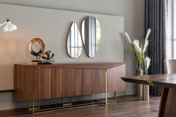 Sideboard Kommode Anrichte Spiegel Holz Braun Esszimmer Schränke Set