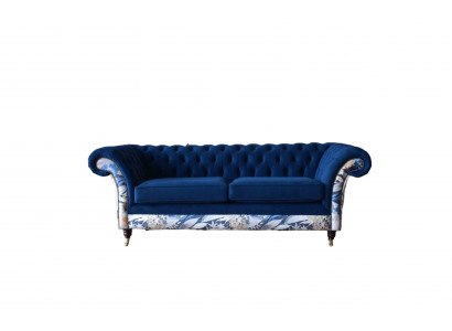 Chesterfield Royal Blaue Samt Couch Polster Sitz Lounge Sofas Couchen