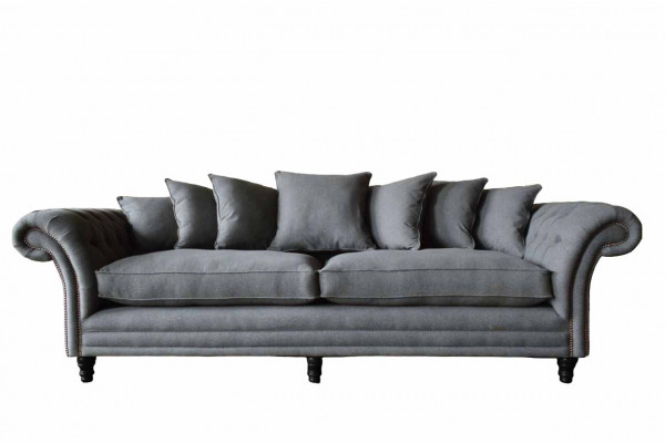 Chesterfield Couch Polster Sofas Klassische Sofa 4 Sitzer Couchen Grau